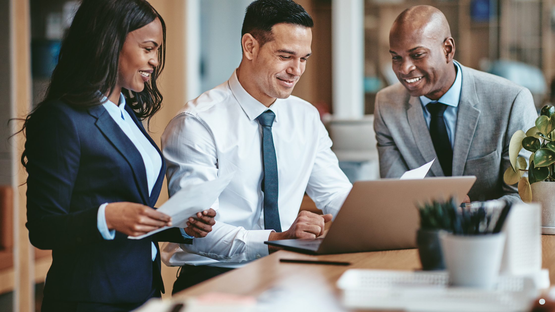 Financial loan conversation in office